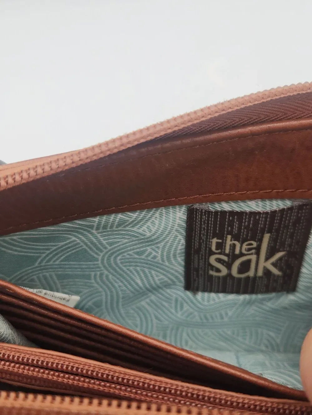 The Sak Brown Distressed Leather Wristlet Wallet Crossbody